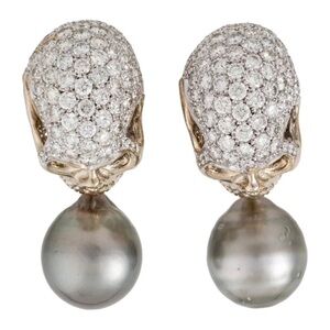 Delfina Delettrez Skull Earrings 9.40 Carat Weight Semi-baroque Cultured Pearls